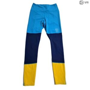 Topo Designs Leggings Womens Size Small Blue Yellow Colorblock Yoga Pants